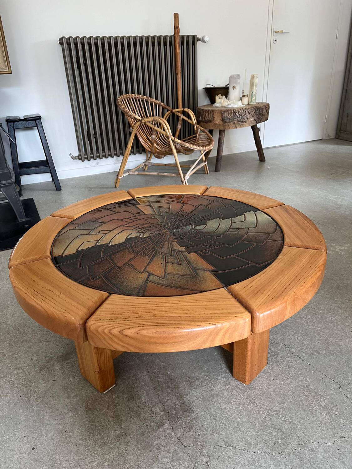 François Sénac solid elm coffee table