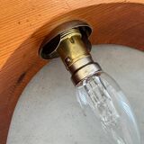 Scandinavian design chandelier pendant, rope, opaline and pine, from the 1980s