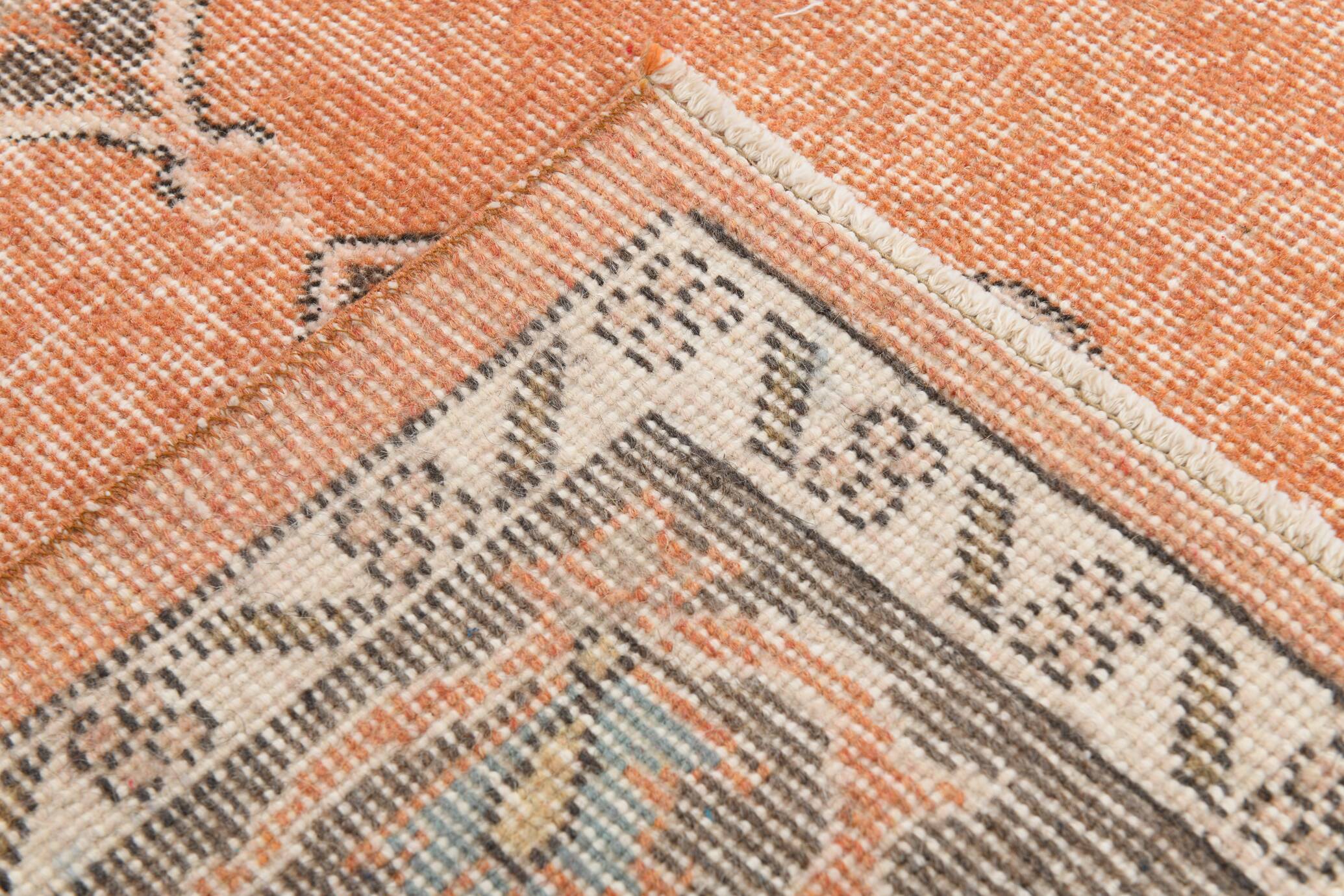 Pale Red & Brown Large Antique Turkish Rug, 157x299Cm