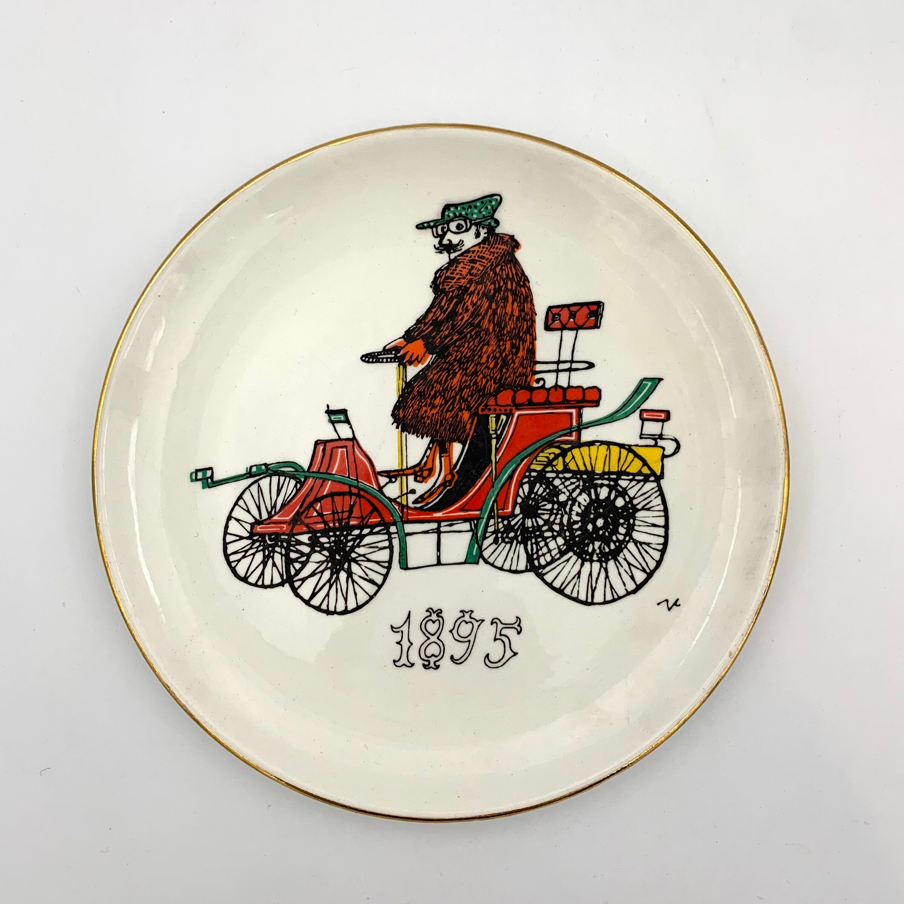 Vintage dessert service in earthenware, signed Jacques Charmoz - Val d'Or GIEN - 1950s