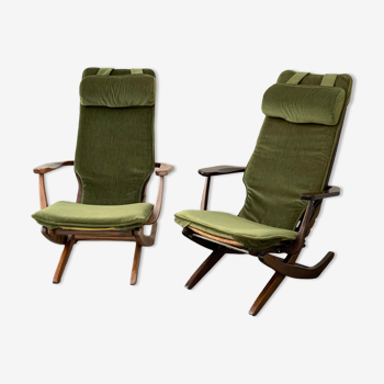 Paire de fauteuils relax poly x vintage 1980