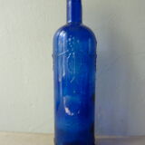 Paire de 2 bouteilles en verre bleu