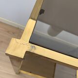 Brass console and smoked glass italy 1970