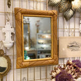 Rectangular mirror in rattan and vintage bamboo 30x40cm