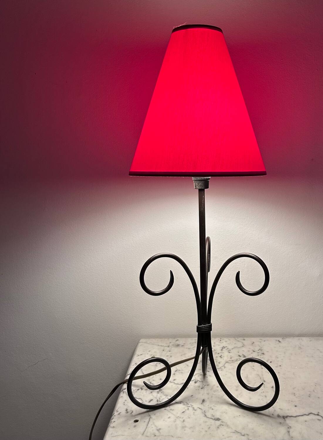 Wrought iron spiral lamp