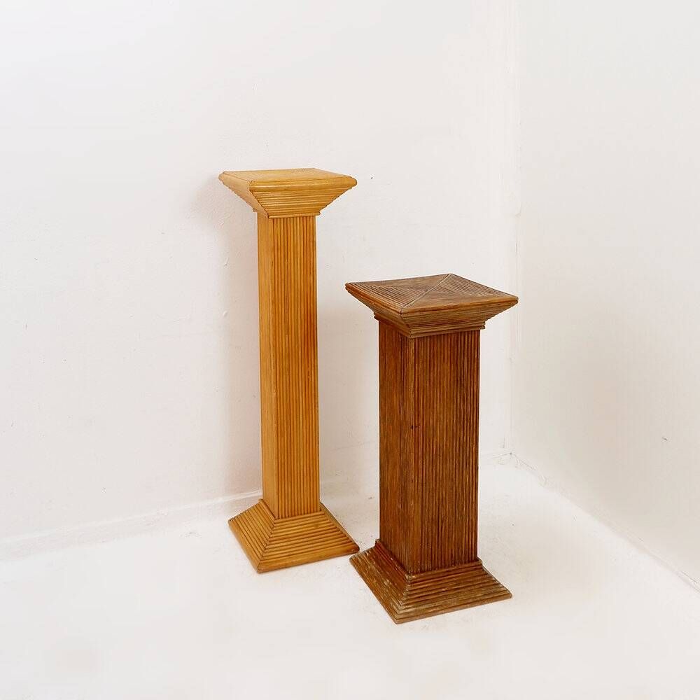 Pedestal console in pencil reed in the style of Vivai del Sud - 1970s