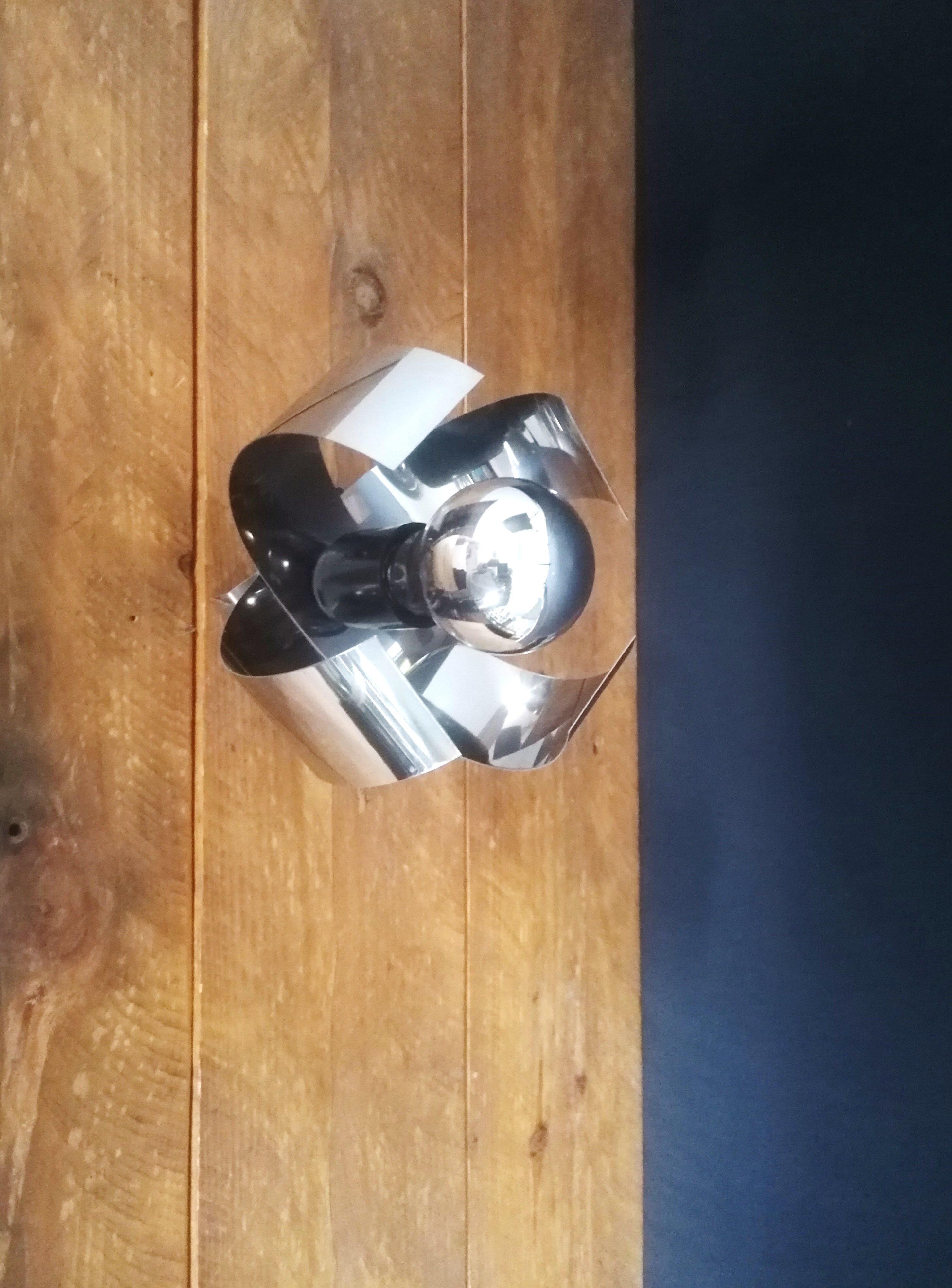 Space age wall applique metal flower 1970s