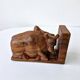 Serre-Livres Ancien Art Déco Forme Zébus Buffles Bois Sculpté