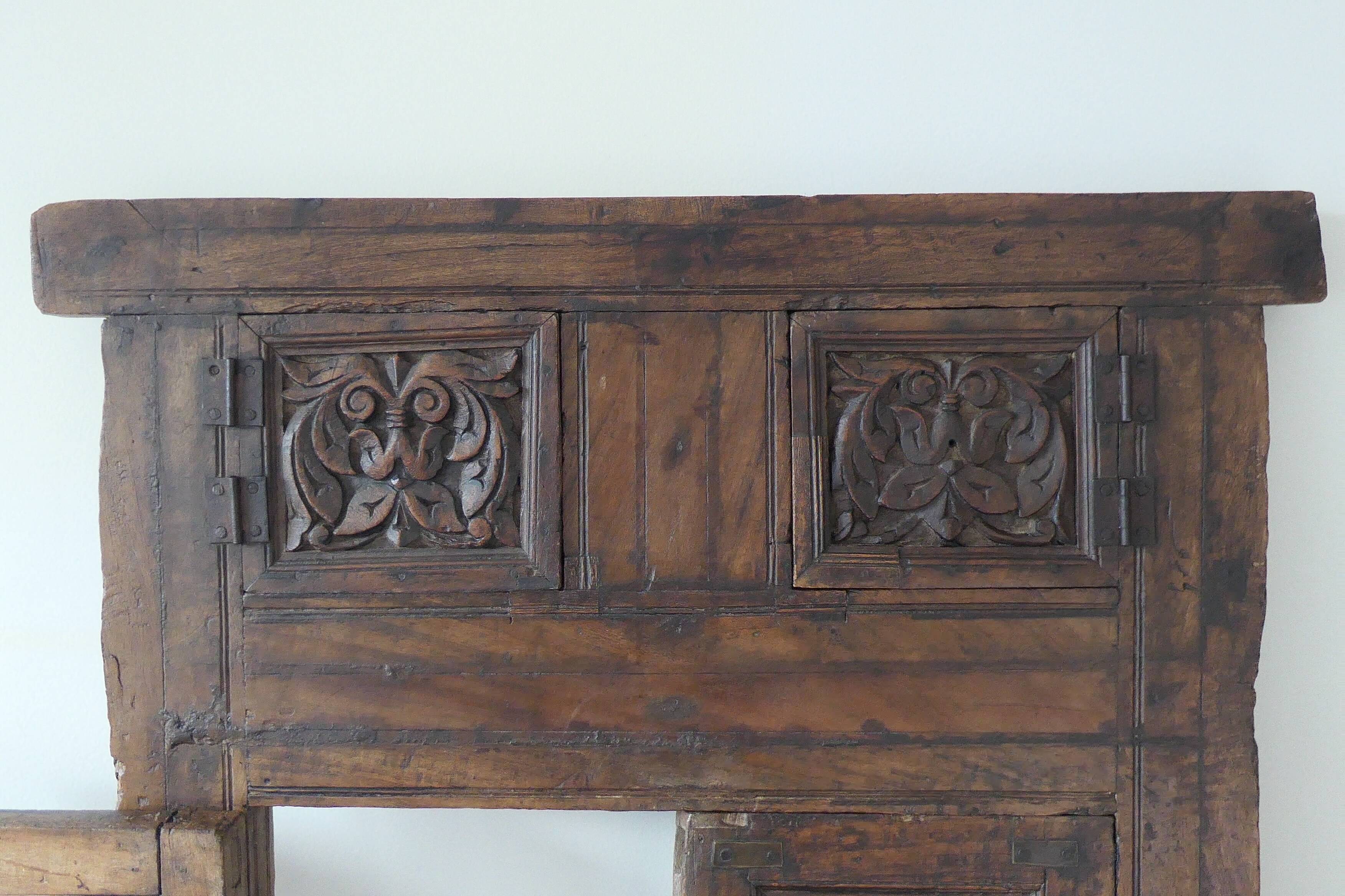 Antique carved wooden window and shutter from Rajasthan