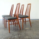 Suite de 4 chaises en teck par Niels Koefoed modèle Eva