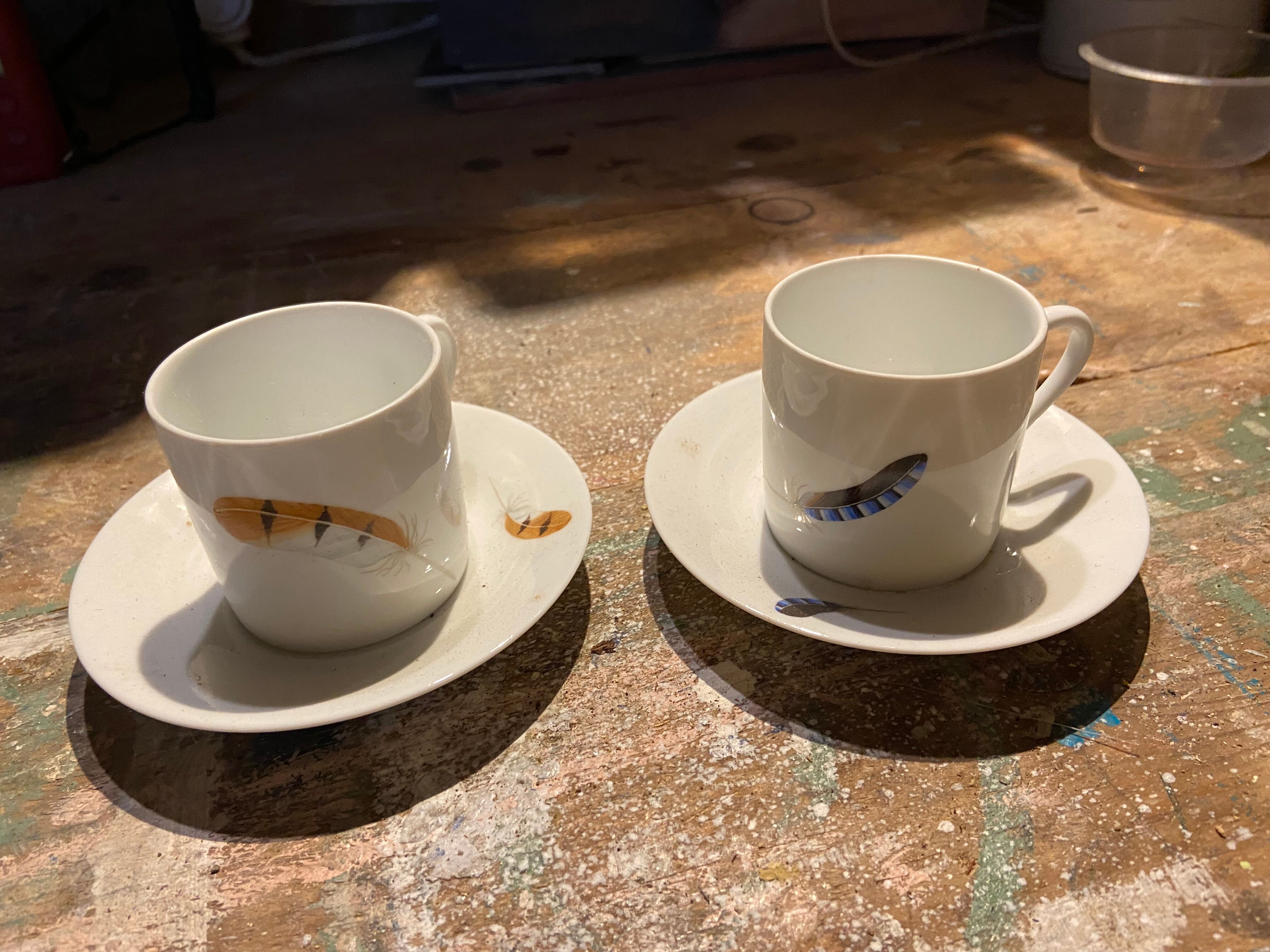 Two monastic porcelain cups