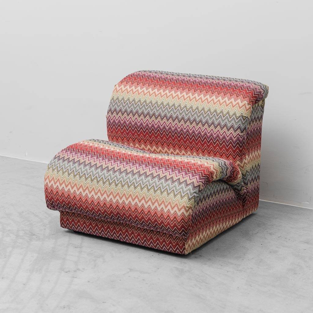 Missoni Doimo fabric armchair 1970s vintage modernism