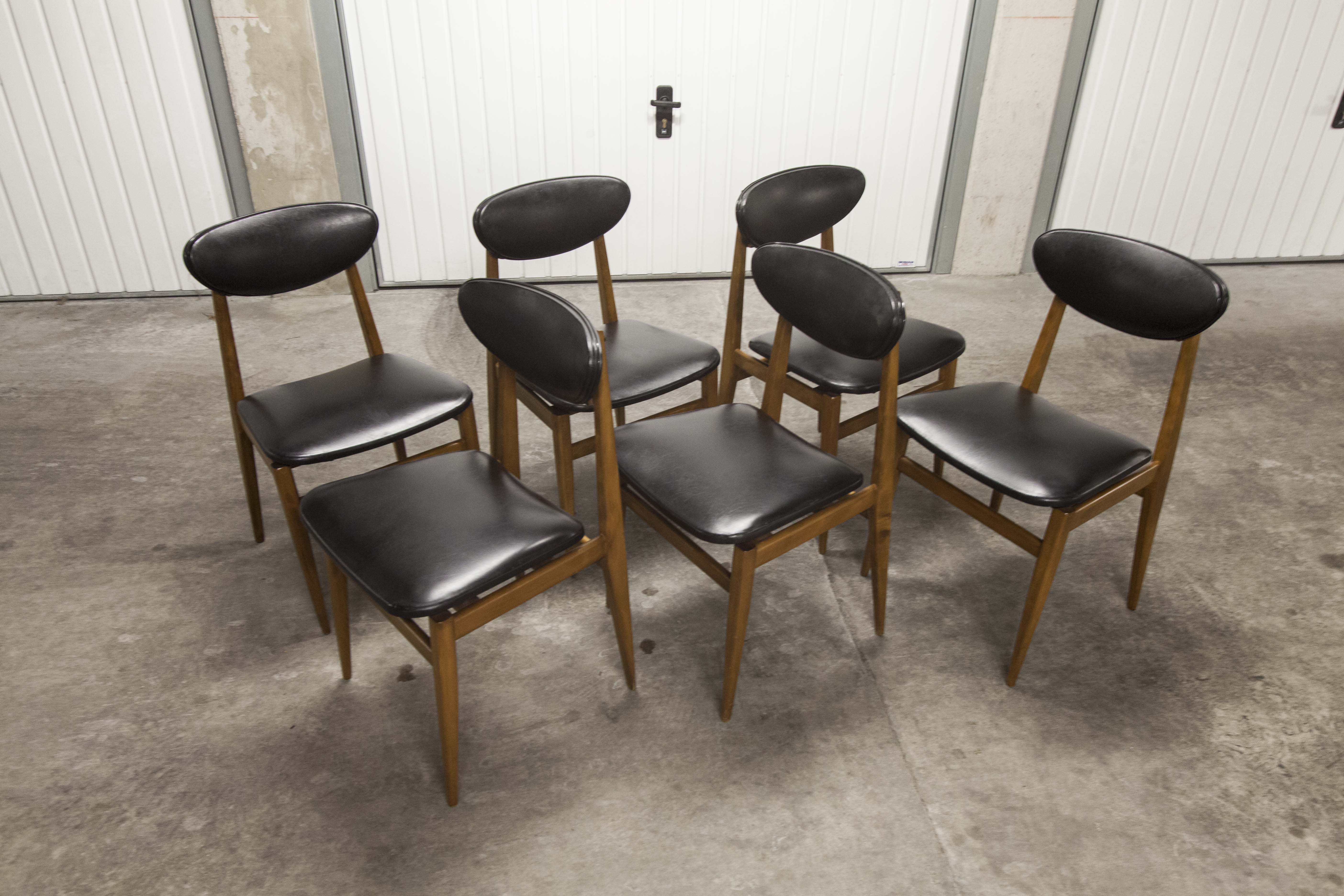 6 Teak chairs with oval back
