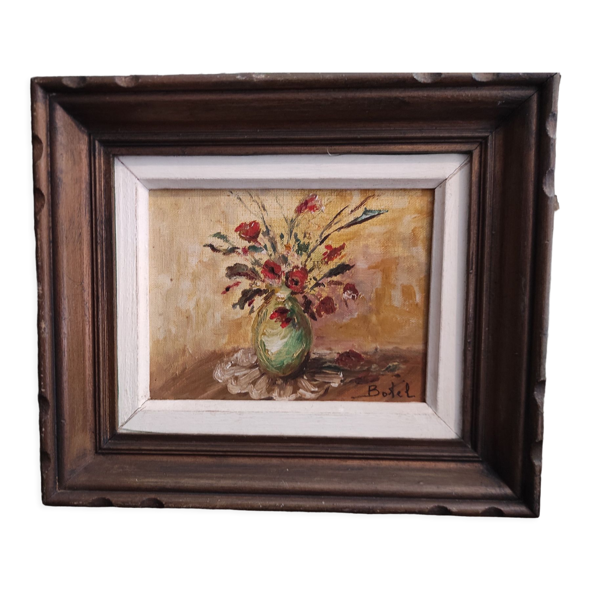 Peinture à l’huile vintage, signée Botel, française