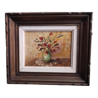 Peinture à l’huile vintage, signée Botel, française