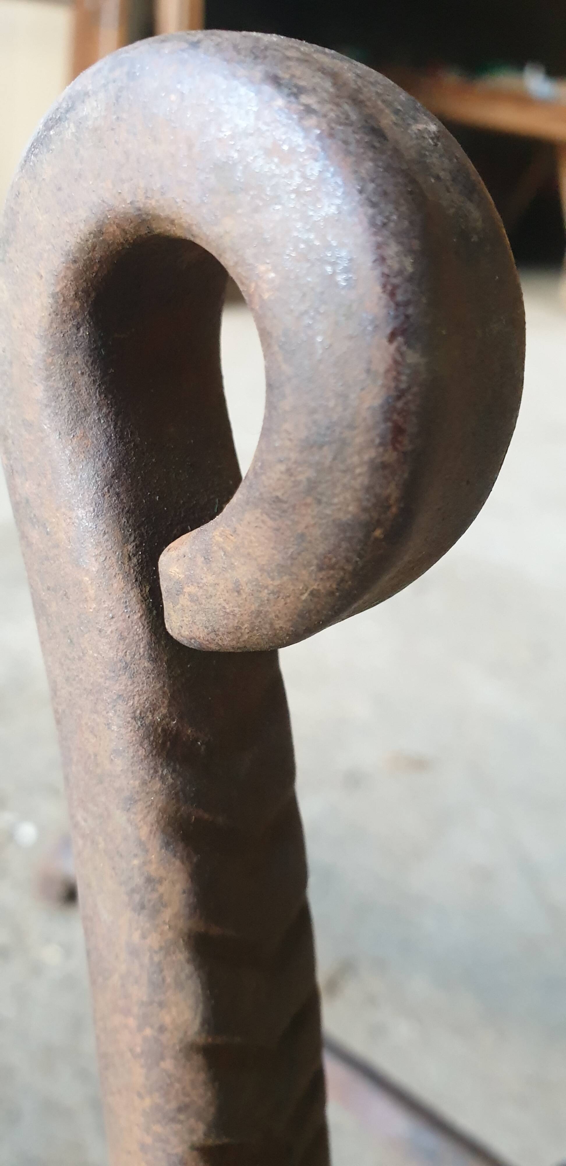 Pair of Twisted Wrought Iron Andirons, 19th Century