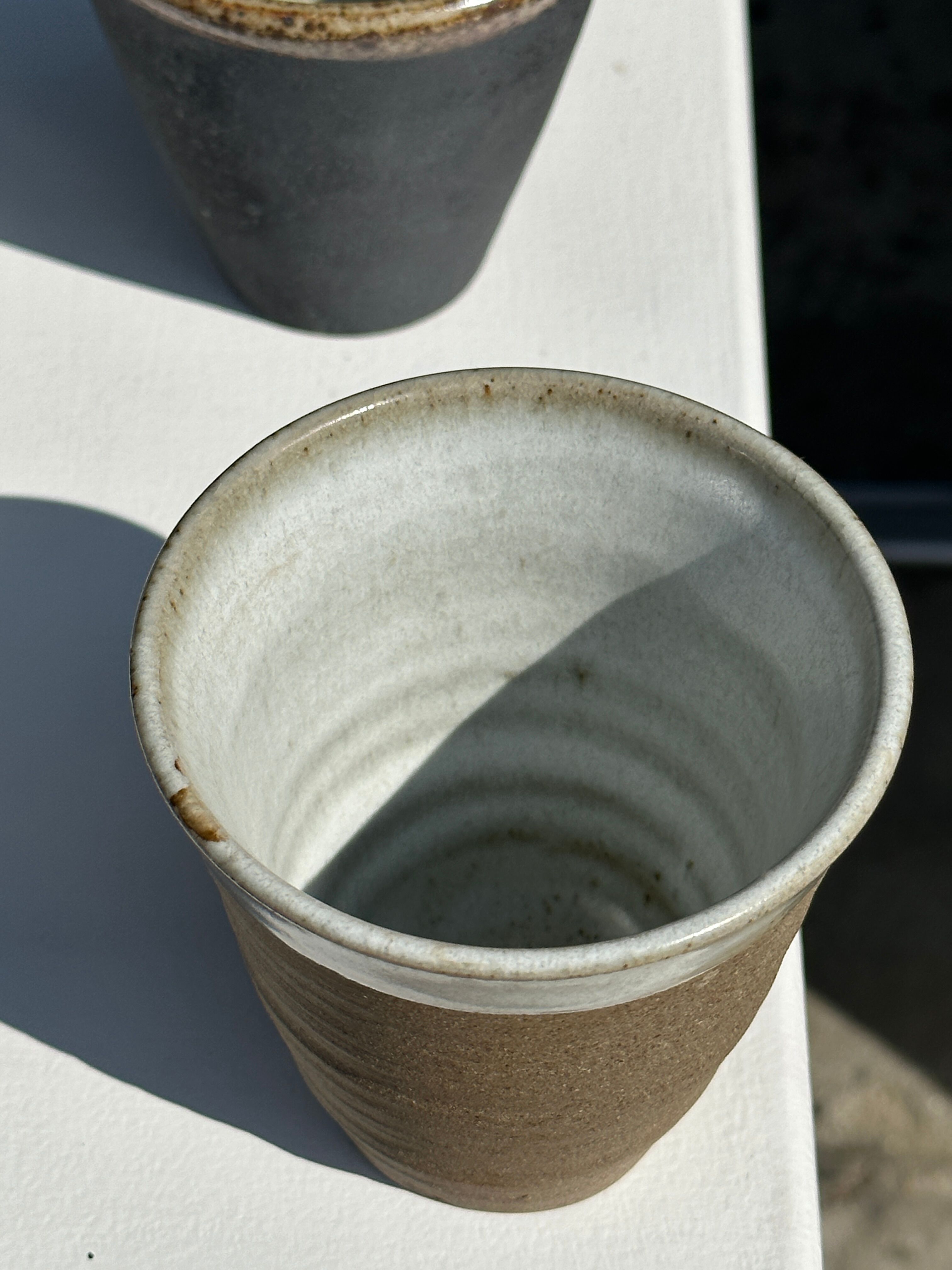 Set of 3 cups / mug in Indonesian ceramic (black, matte brown & speckled glazed)