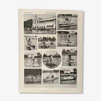 Planche photographique sur les sports nautiques de 1914