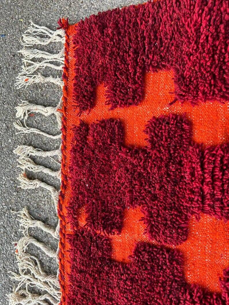 Moroccan Berber Beni Ourain Custom Red Rug 250/150cm