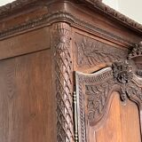 Beautiful and ancient Norman wedding wardrobe, richly carved