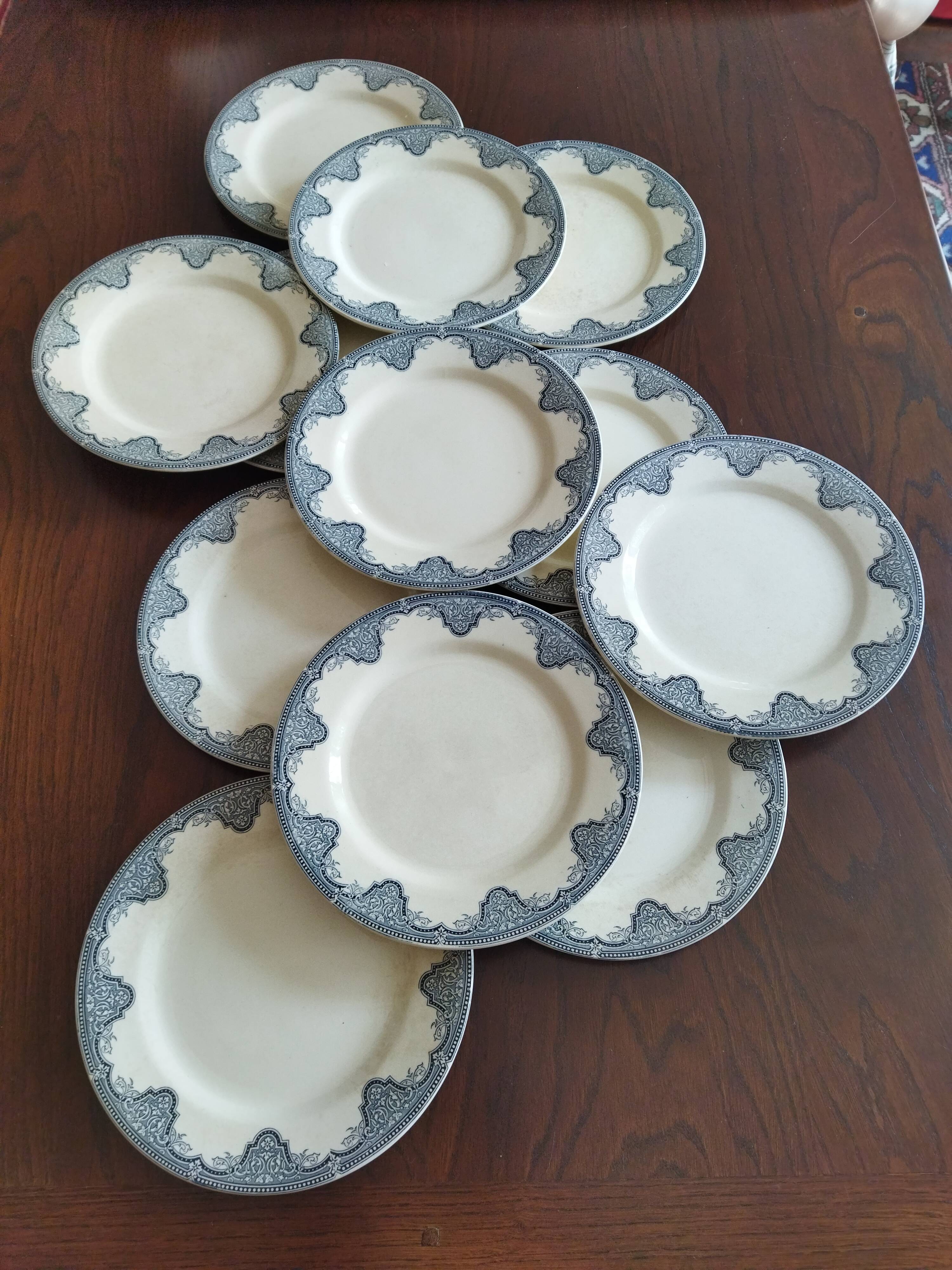 12 flat plates iron earth Salins, model Céline