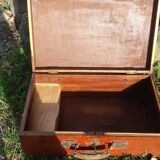 suitcase, wooden trunk
