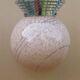 Old clichy glass ball ceiling light imposing pink & silver art deco lighting