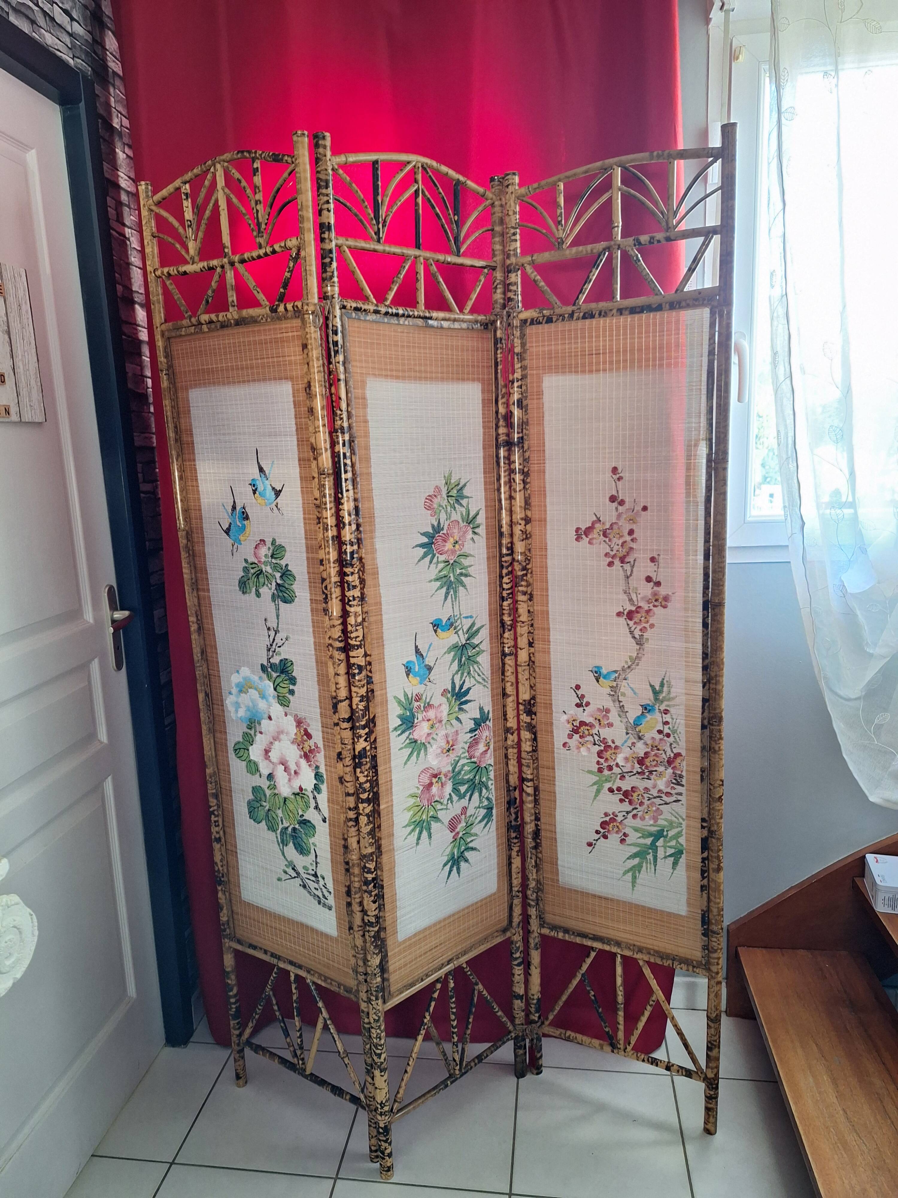 Paravent en bambou decor asiatique