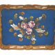 Wooden tray painted with flowers L36xW27cm