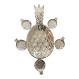 Pineapple cup series and 5 silver metal bowls