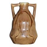 Vintage glazed ceramic vase, small vase with handles, interior decoration