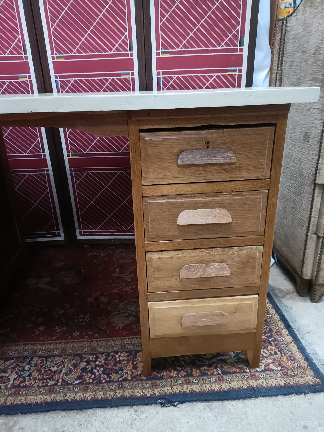 Box desk, 8 drawers, vintage