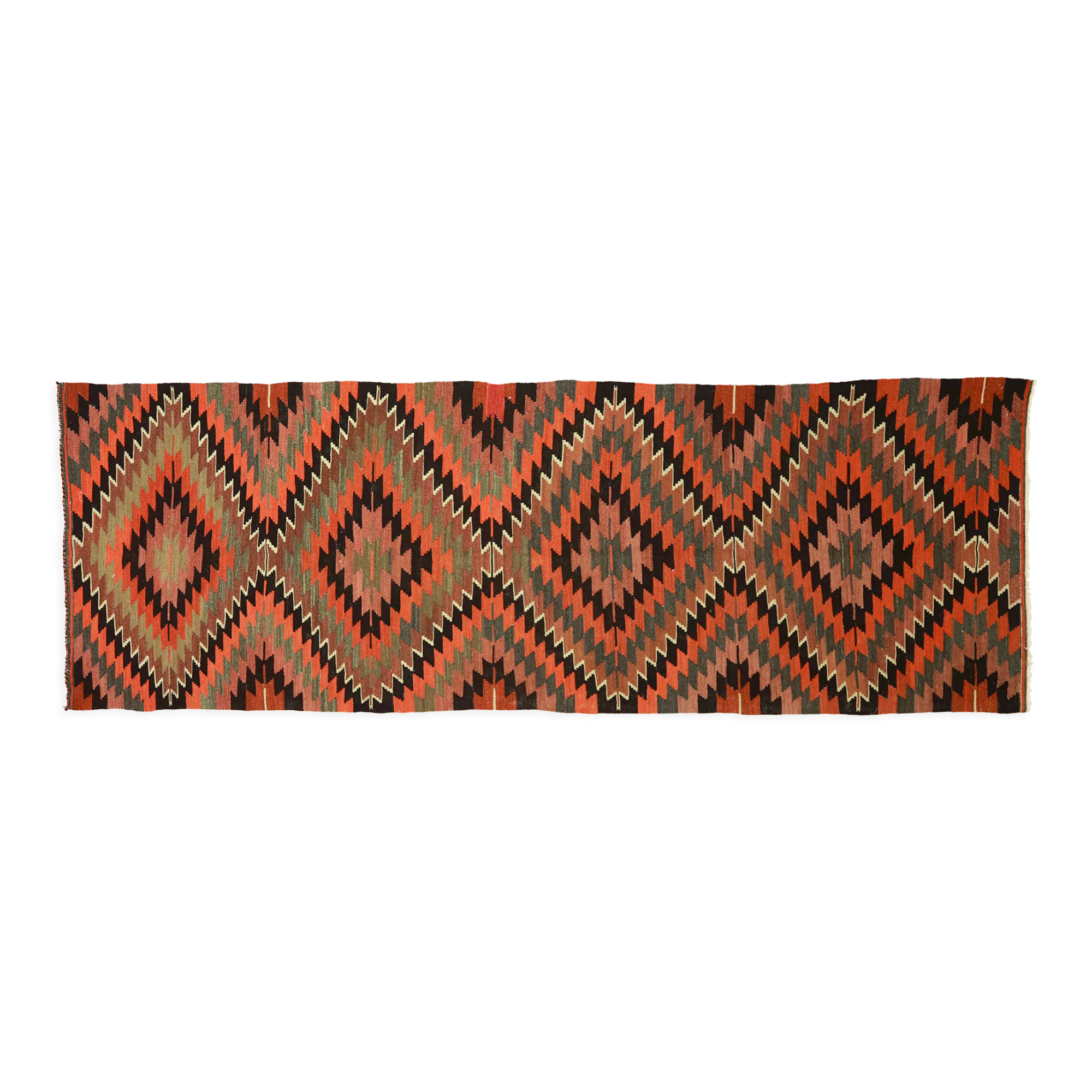 Anatolian handmade kilim rug 342 cm x 117 cm