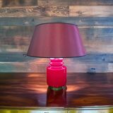 Red illuminated opaline glass table lamp by Peill and Puzzler, Germany 1960s
