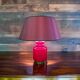 Red illuminated opaline glass table lamp by Peill and Puzzler, Germany 1960s
