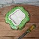 Antique colored ceramic cheese plate with knife