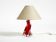 Mid-century table lamp made of solid crystal glass in red and transparent