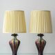 Pair of Art Deco Ceramic Table Lamps, Flambé Glaze, Belgium, 1920s, New Lampshades