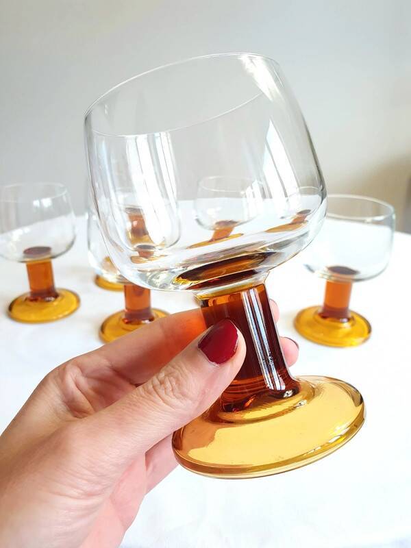 70's Amber Wine Glasses