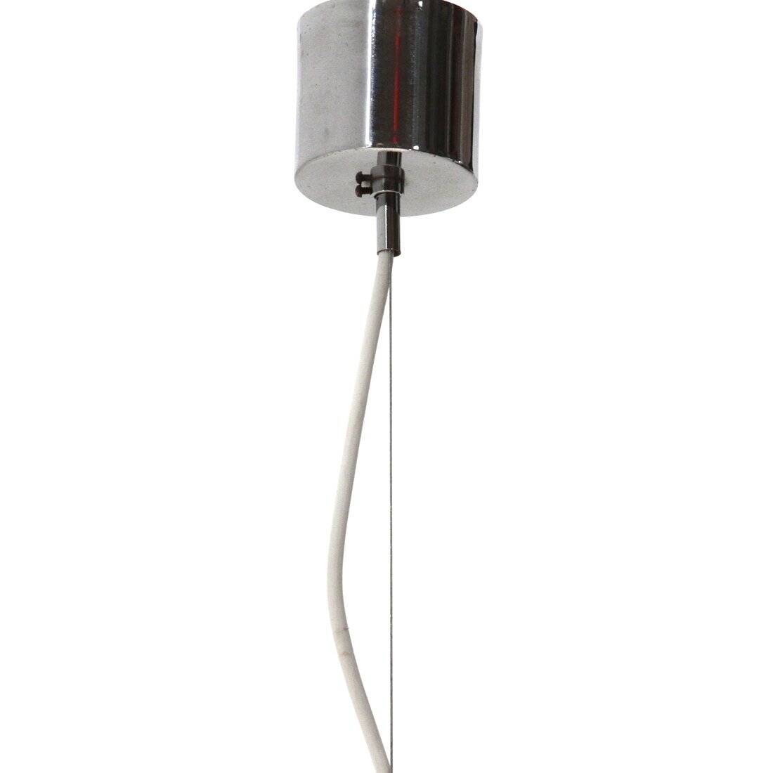 White glass and chrome metal chandelier, 1960s