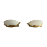 Pair of brass and glass wall lights from the Spage era, 1980, Germany.