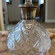 Antique Cut Crystal Carafe & Solid Silver Neck (Po)