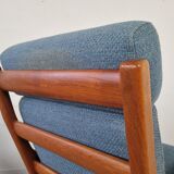 Pair of armchairs and Scandinavian teak ottoman by Juul Kristensen, Denmark 1970s