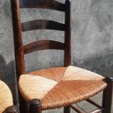 Pair of mulched brutalist chairs and wood