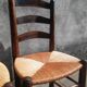 Paire de chaises brutaliste paillées et bois