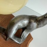 Art Deco Sea Lion blown glass lamp