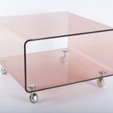 Small coffee table or end table in smoked plexiglass, 1970s