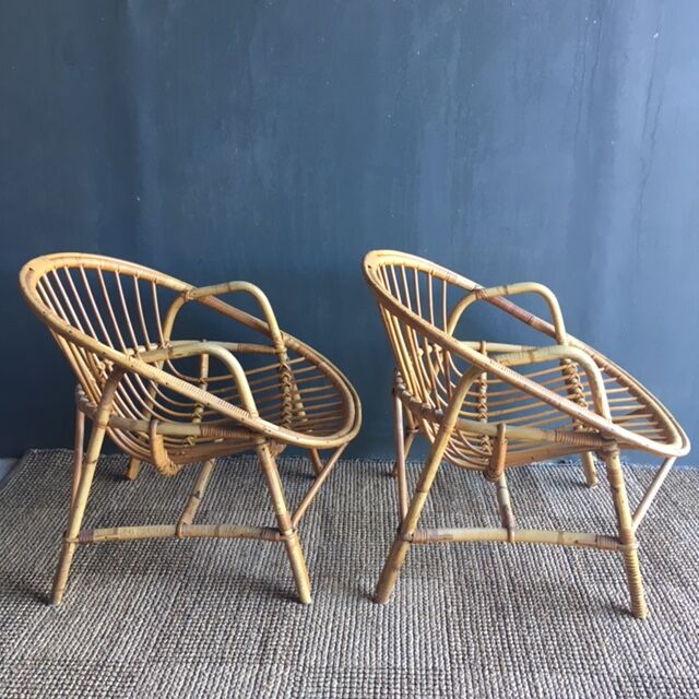 Pair of armchairs rattan year 60