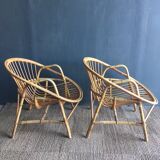 Pair of armchairs rattan year 60