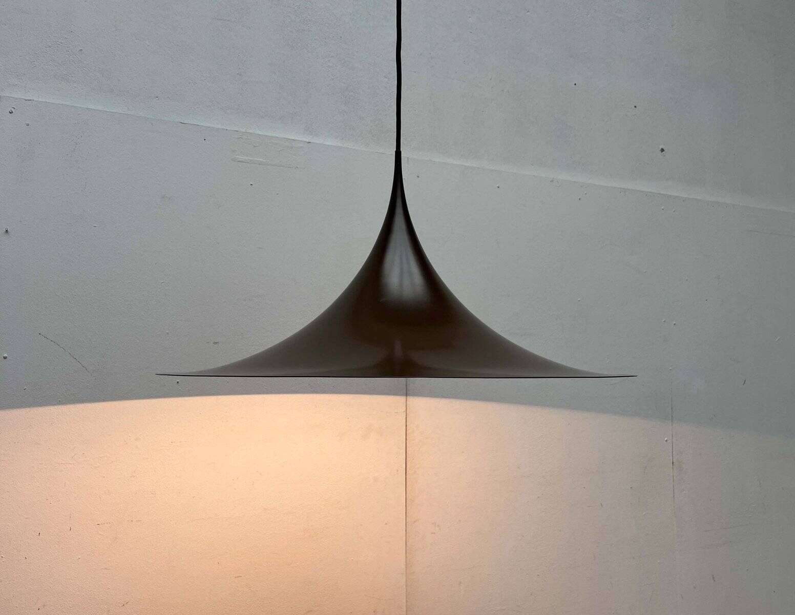 Mid-Century Modern Space Age Danish Brown Semi Pendant Lamp by Claus Bonderup and Torsten Thorup for Fog & Mørup, 1960s
